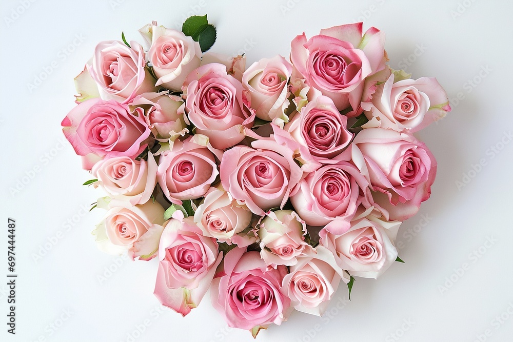 Bouquet of roses heart shaped on white background. Bouquet of roses heart shaped on white background.