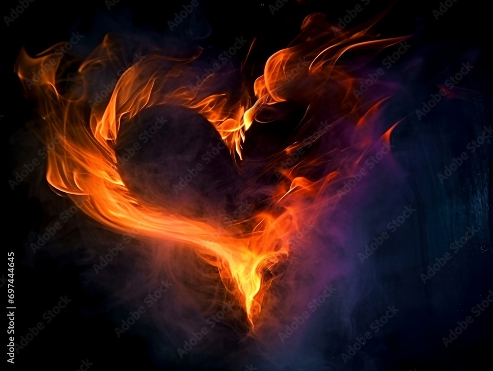 Fototapeta premium Abstract heart shaped object with smoke, generative ai.