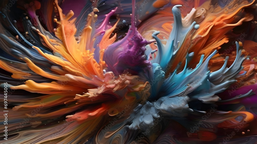 Obraz premium abstract background of colored paint splashes in the form of waves