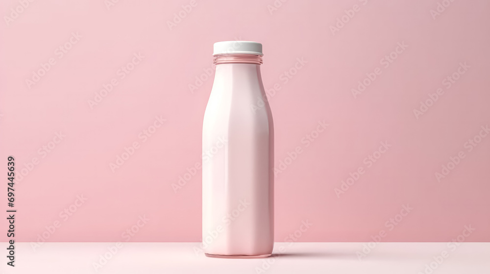 Strawberry milk on a pink background Strawberry milk on a pink background