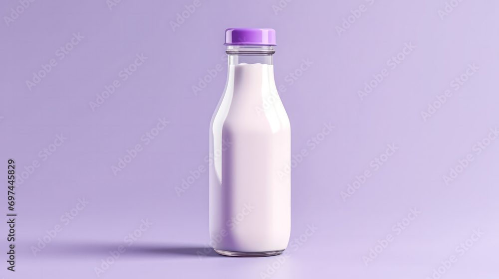 Milkshake with wild berries on a delicate purple background.