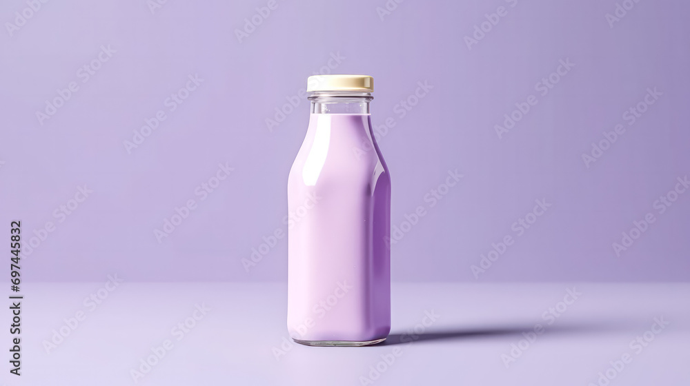Milkshake with wild berries on a delicate purple background. Milkshake with wild berries on a delicate purple background.