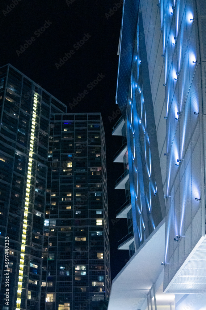 Miami architecture and streets at night