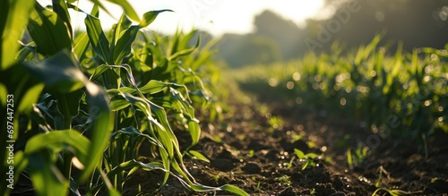 Early-stage field of green maize