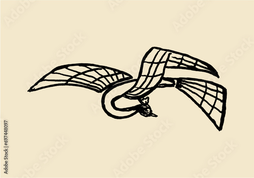 Abstract bird tattoo vector hand drown