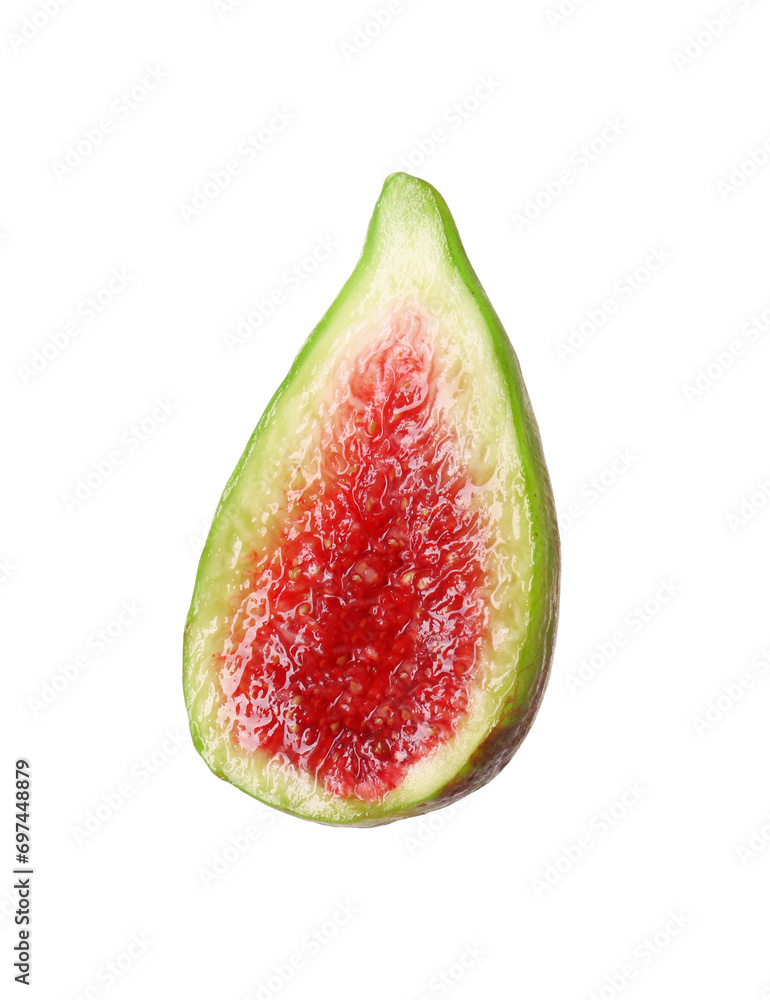 Half of fresh green fig isolated on white Half of fresh green fig isolated on white