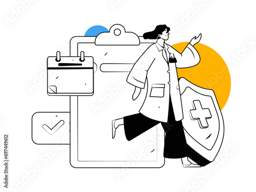 Medical characters fighting the epidemic flat vector concept operation hand drawn illustration
