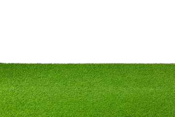 Green artificial grass surface isolated on white