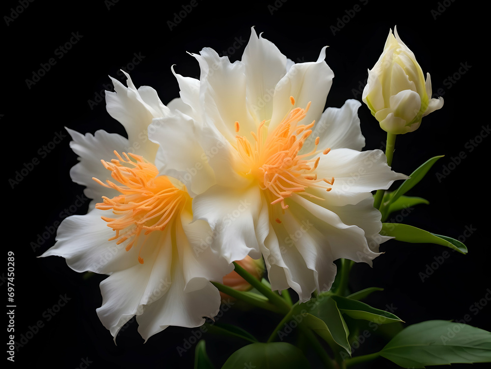 Brahma flower in studio background, single brahma flower, Beautiful flower, ai generated image