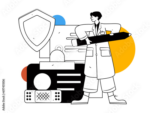 Medical characters fighting the epidemic flat vector concept operation hand drawn illustration
