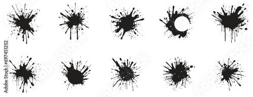 Set of black and white paint splash icon. black and white. logo for paint splash, outline style. sign and symbol. white background. vector illustration