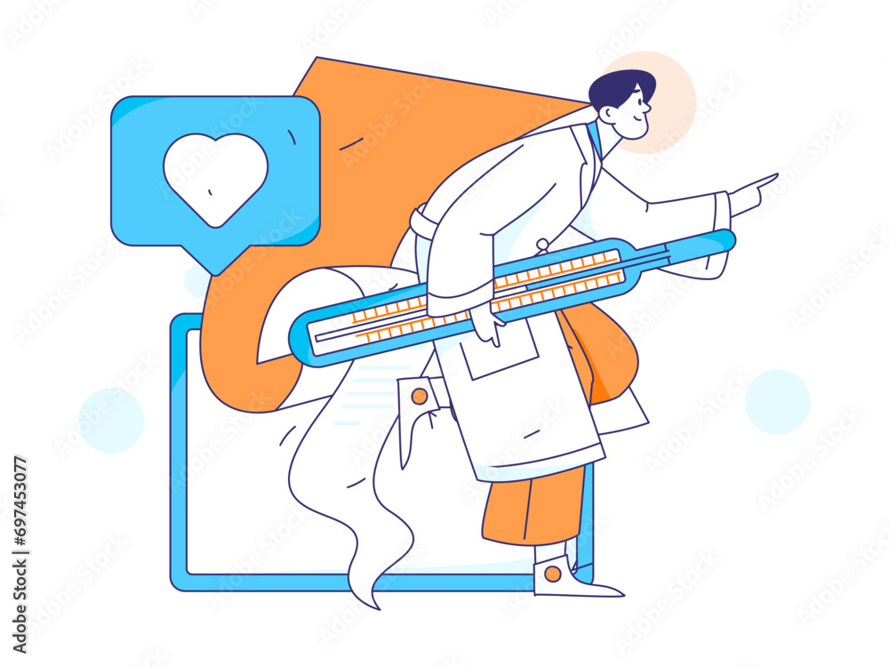 Fototapeta premium Medical characters fighting the epidemic flat vector concept operation hand drawn illustration