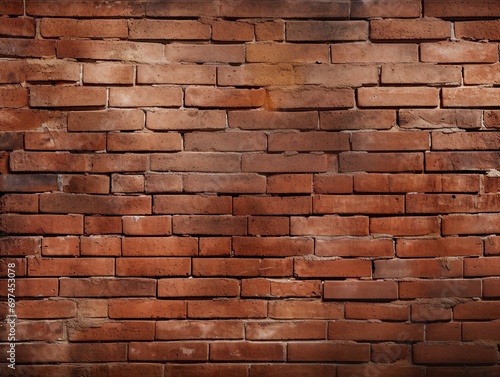 Wide Panoramic View of an Old Red Brick Wall, Showcasing the Classic Masonry