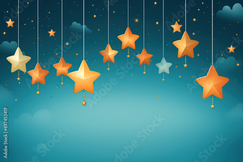 Illustration of Christmas background with stars on a blue background. 