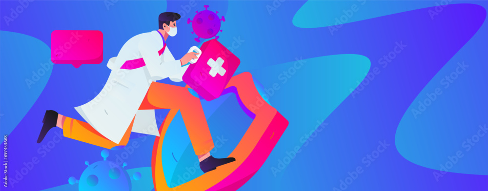 Medical characters fighting the epidemic flat vector concept operation hand drawn illustration
