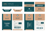 Hangtag label design hang tag and price tag apparel care label, barcode garments accessories packaging.