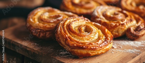 Mexican sweet bread shaped like ears, similar to French Palmier Puff Pastry. photo