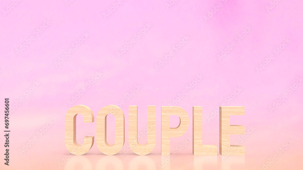 The wood couple on pink background 3d rendering The wood couple on pink background 3d rendering