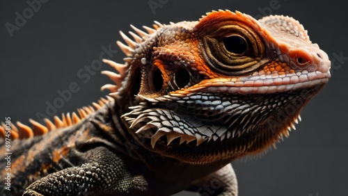 Reptile isolcated in black background