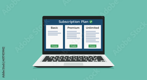 Subscription Management Platform on Laptop, Automate Recurring Billing Payments for Business Success, Vector Flat Illustration Design