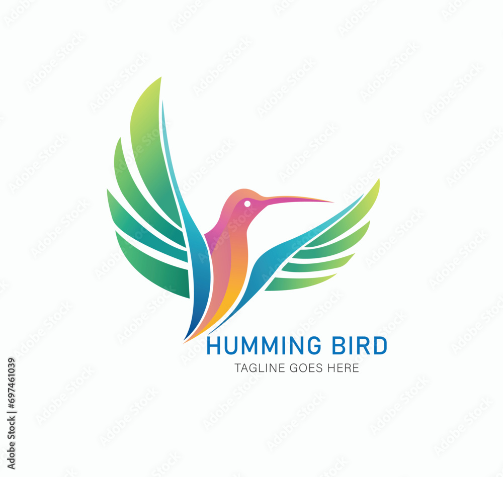 Obraz premium vector abstract humming bird gradient colorful logo design illustration