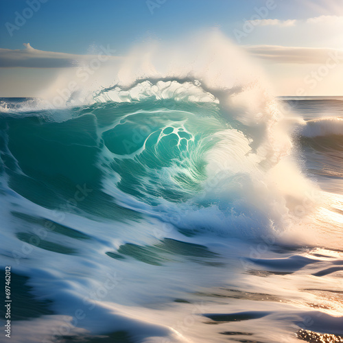 ocean waves and sun