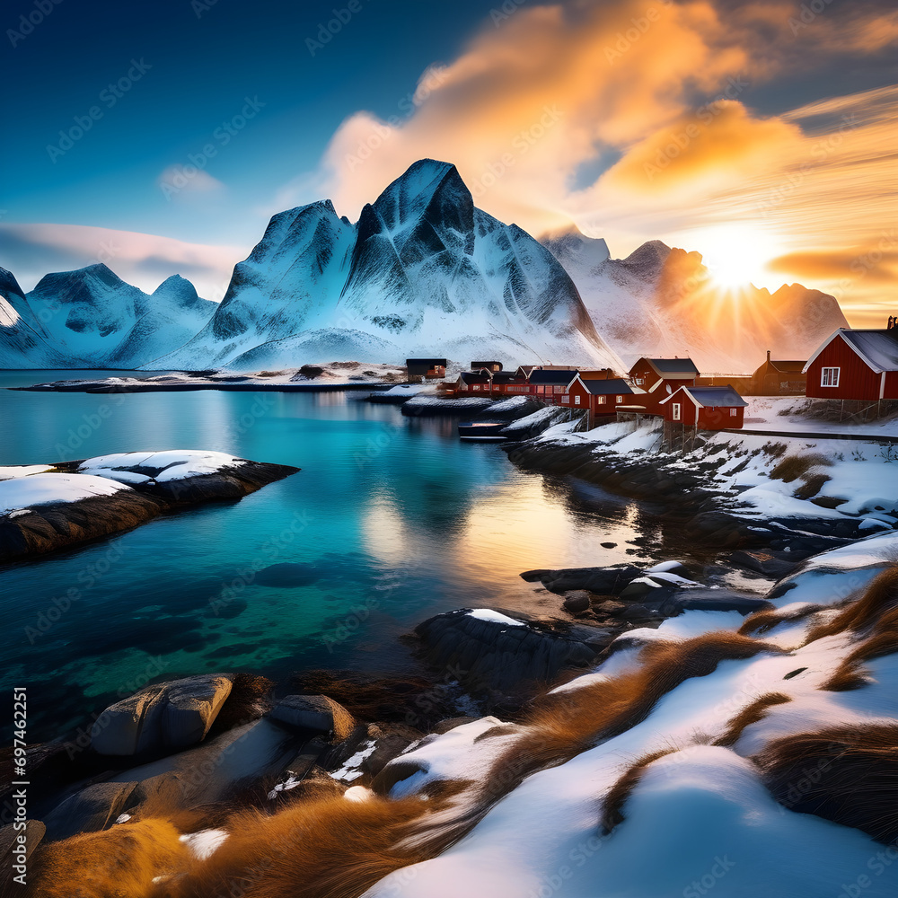 Naklejka premium sunrise over the mountains