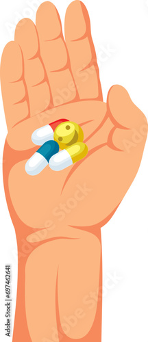 anti depression illustration with hand and pills