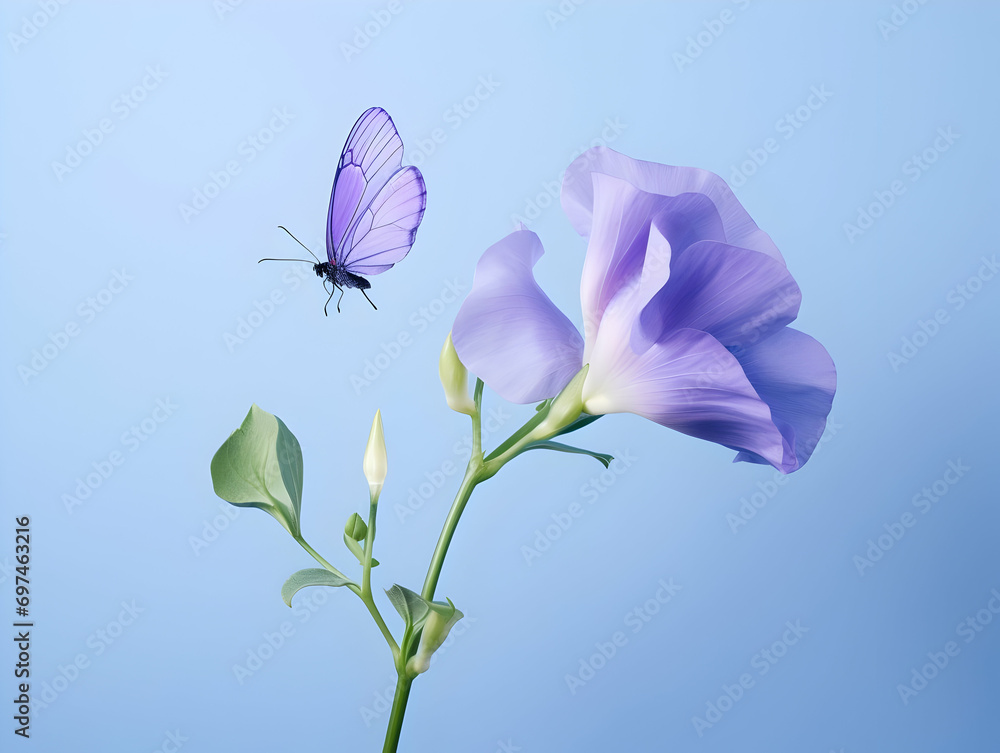 Butterfly pea flower in studio background, single butterfly pea flower, Beautiful flower, ai generated image