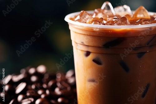 An irresistible photograph showcasing the ultimate Slurpee for coffee lovers. The frozen beverage boasts a rich and velvety texture, perfectly balancing the strong aroma of freshly brewed