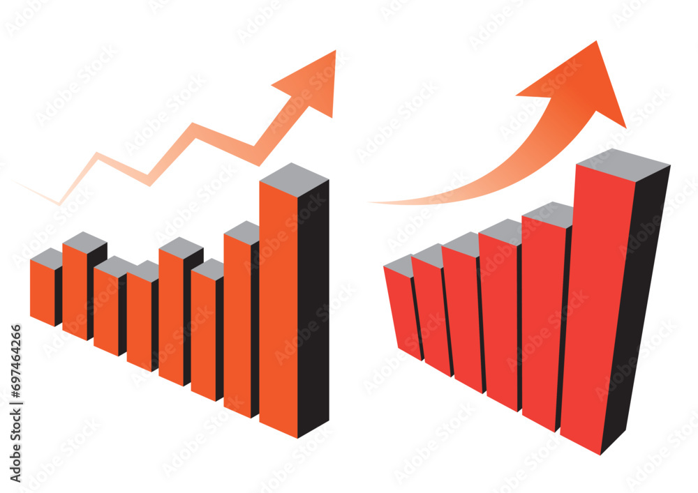 チャート　グラフ　3D　イラストセット　アイコン