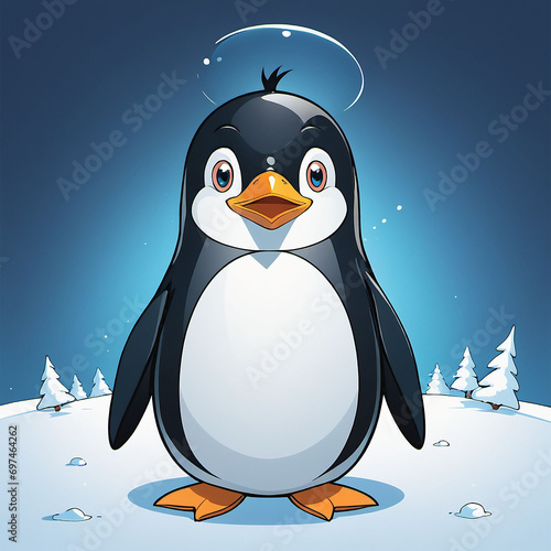 a Confused Penguin on the snow