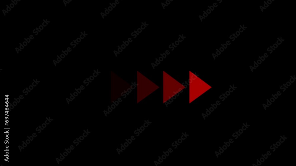 Abstract right Directional arrow animation on the black background. signal arrow icon. red color a moving arrow pointing to the right. abstract directional arrow icon animation background 4k Abstract right Directional arrow animation on the black background. signal arrow icon. red color a moving arrow pointing to the right. abstract directional arrow icon animation background 4k