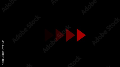 Abstract right Directional arrow animation on the black background. signal arrow icon. red color a moving arrow pointing to the right. abstract directional arrow icon animation background 4k photo