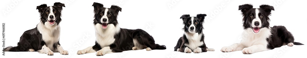 Collection of PNG. Adorable Border Collie sitting isolated on a transparent background.
