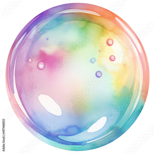 Watercolor Iridescent Soap Bubbles Translucent, Shiny, and Playful Clipart, Pastel Rainbow Floating Colorful Translucent Bubble, Baby Shower, Valentines, Birthday, Isolated on White Background