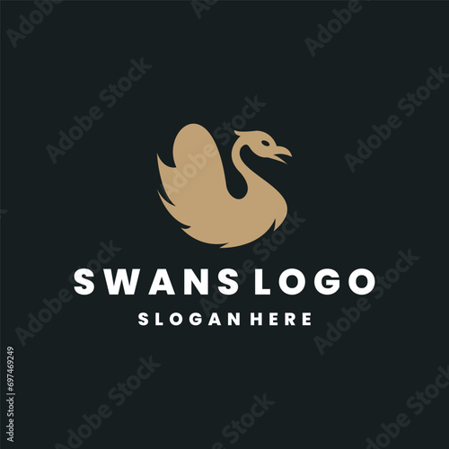 Swans style logo icon design template flat vector