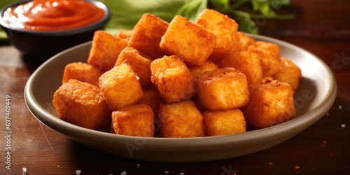 Sweet Potato Surprise Vibrant and naturally sweet, these tater tots are made from deliciously roasted sweet potatoes, offering a healthier alternative without compromising on taste. photo
