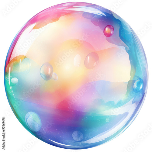 Watercolor Iridescent Soap Bubbles Translucent, Shiny, and Playful Clipart, Pastel Rainbow Floating Colorful Translucent Bubble, Baby Shower, Valentines, Birthday, Isolated on White Background