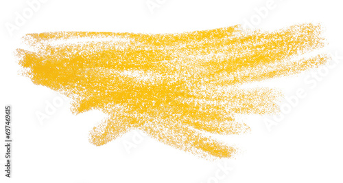 Yellow crayon scribbles isolated on transparent background.