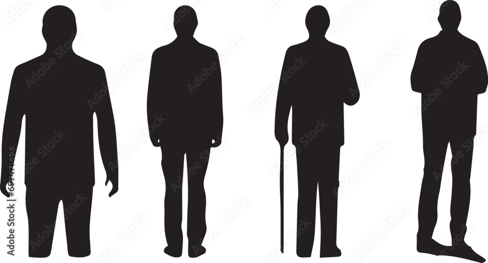 Old Man Silhouette Shape Vector illustration. Stock Vector | Adobe Stock