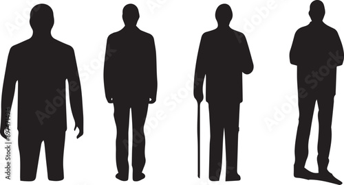 Old Man Silhouette Shape Vector illustration.