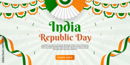 gradient India republic day horizontal banner illustration photo