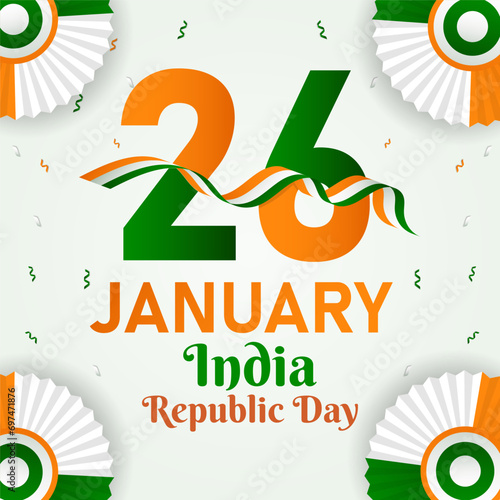 26 January India republic day design illustration in gradient style