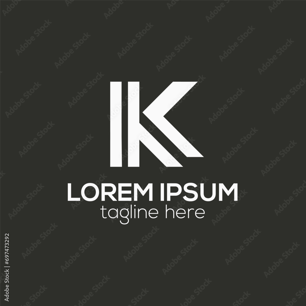 K letter logo creative minimal line k letter logo design concept isolated vector template illustration K letter logo creative minimal line k letter logo design concept isolated vector template illustration