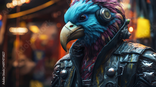 cybernetic parrot in party mode