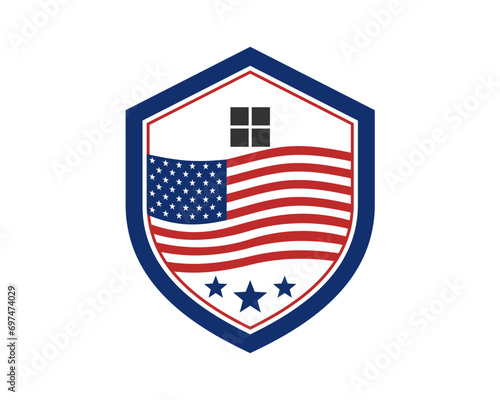 shield American flag house logo