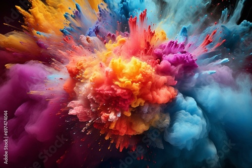 Vibrant festive powder explosion. Generative AI © Enzo