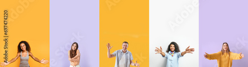Group of people with open a...