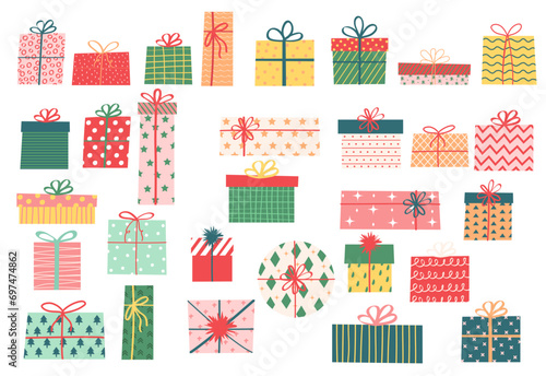 collection of colorful cute gift box with ribbon vector illustration © anggola